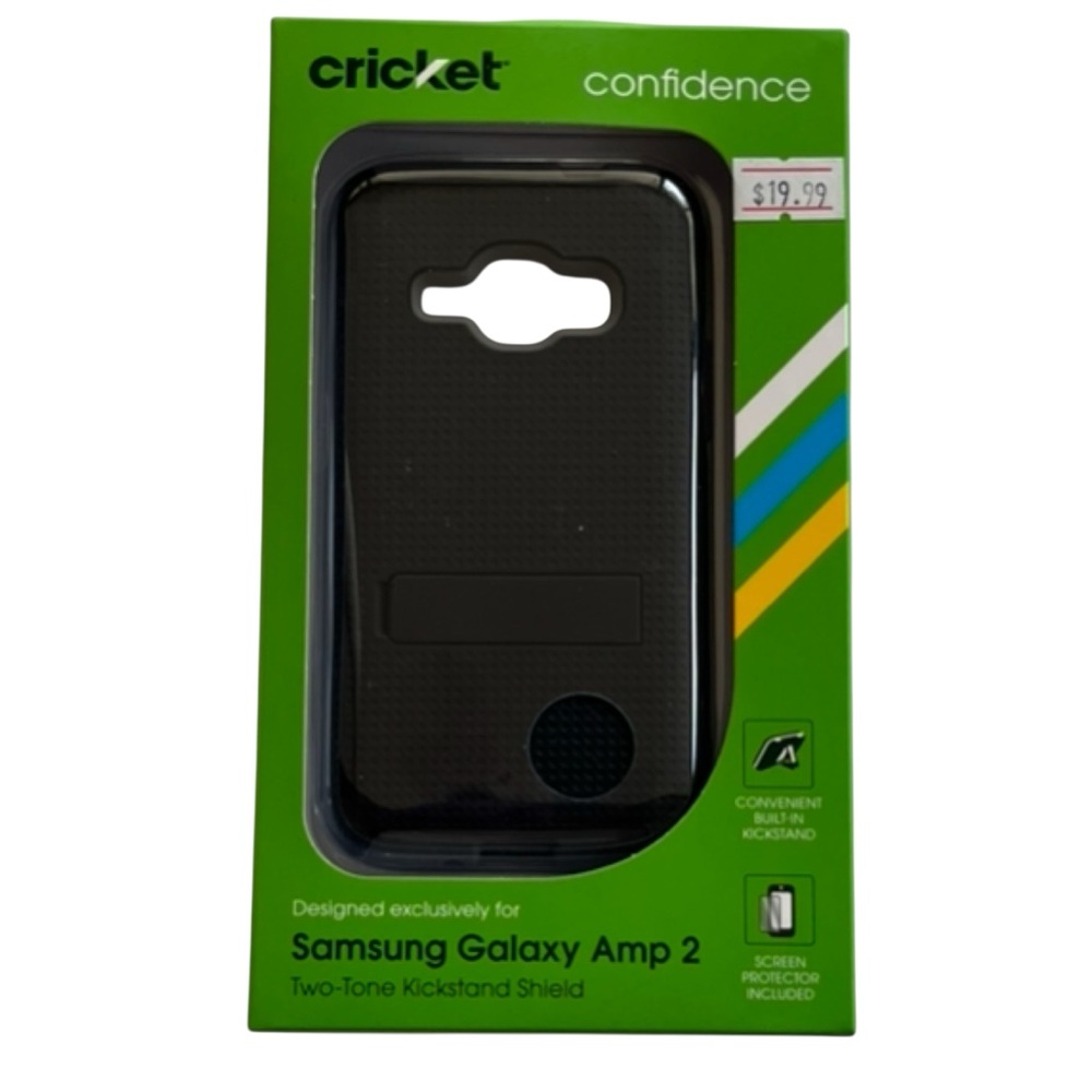 Cricket Amp 2 Samsung Protective Black Two-Tone Kickstand Case